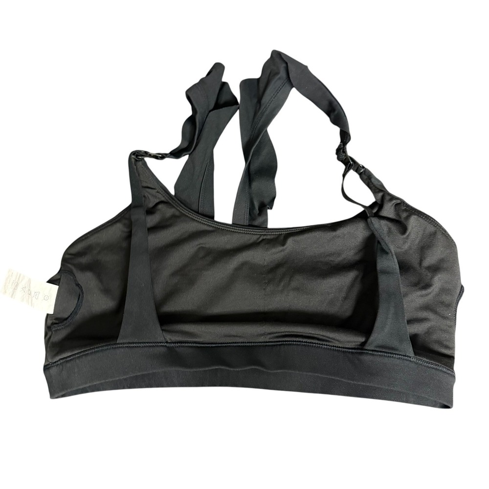 Sweat & Milk Black Ruffle Nursing Sports Bra Maternity Activewear Medium - Picture 6 of 10